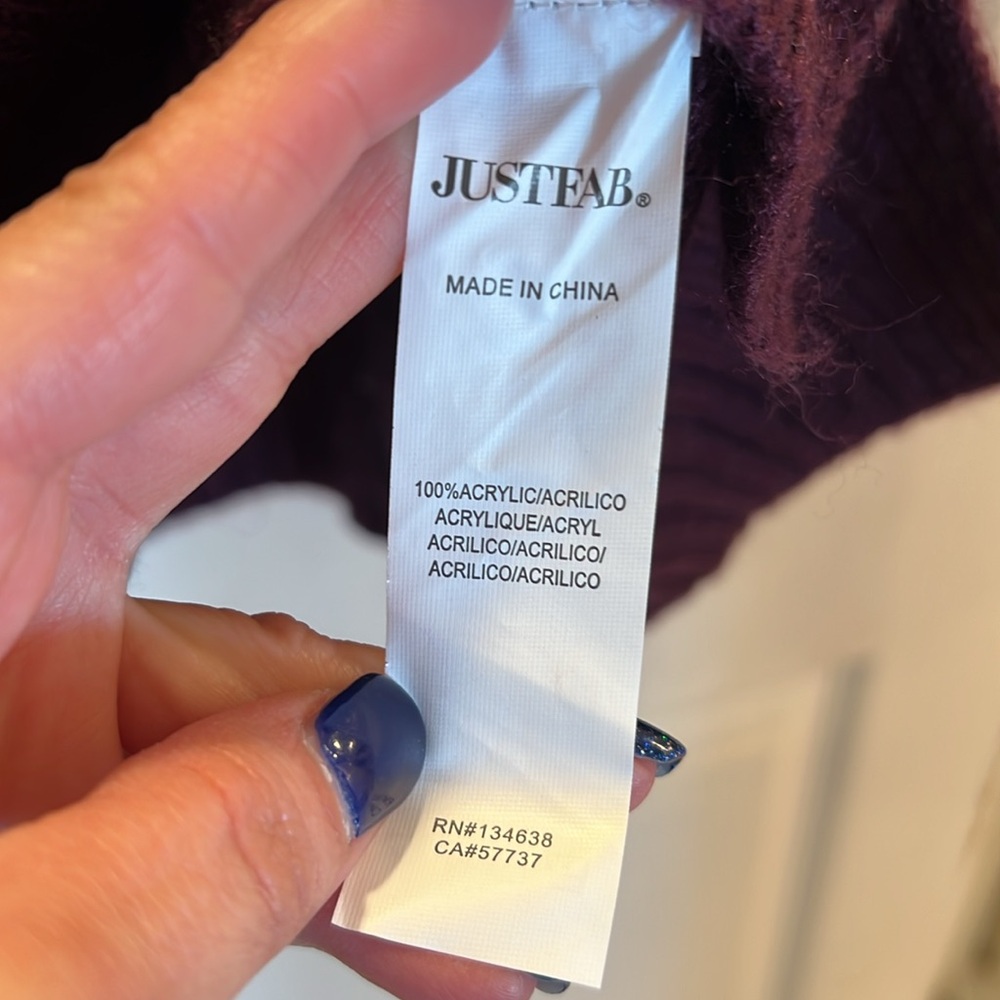 JustFab Deep Purple Off Shoulder Sweater - Picture 6 of 6